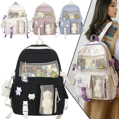 Mochila Para Niñas Con Alfileres Y Accesorios Mochila Para N