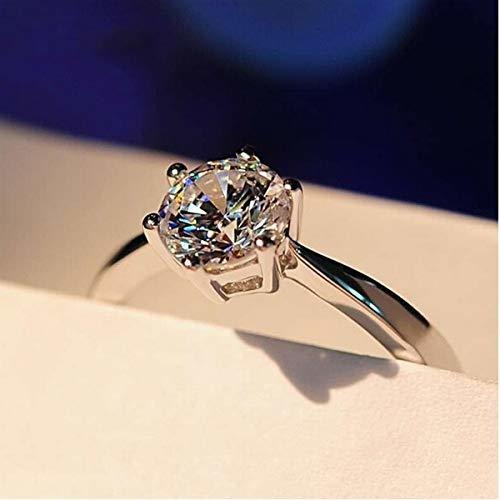 Anillo De Compromiso De Plata De Ley 925 Con Diamante De Ta