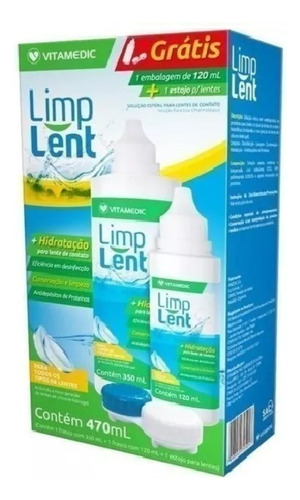 Solução P/ Lentes De Contato Limp Lent 350ml + 120ml+ Estojo