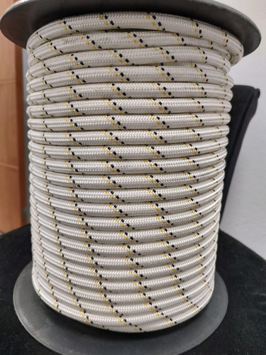 Soga Cuerda Seguridad 13mm Certif Silleta Rappel X 30 Metros Blanco Con Pintas Negras Y Amarillas