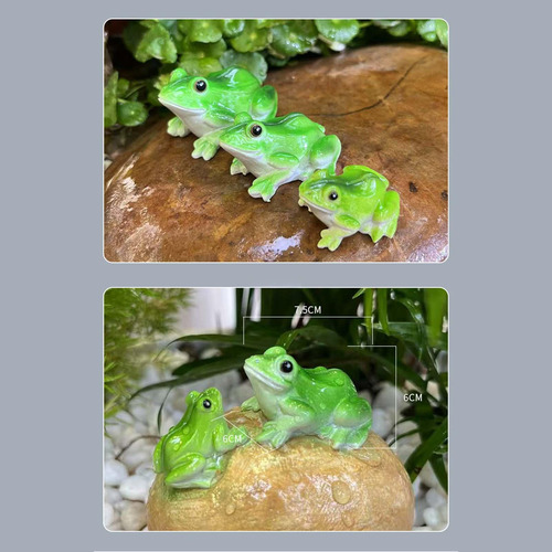 3pcs Rana Figuras En Miniatura Estatuas De Jardín