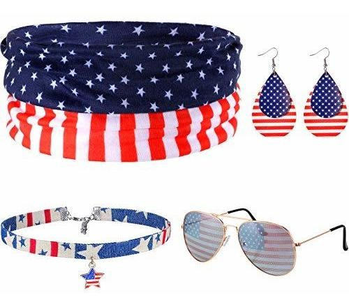 Diademas - 4 Pieces Independence Day Accessories, Red White 