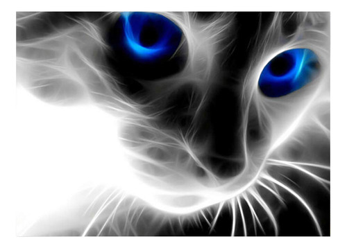 Gato Ojos Azules Kits De Pintura De Diamantes 5d Por Nã...