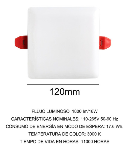 18w Luz Cálida 120mm Lampara De Techo Ajustable Empotrar 6pz Blanco