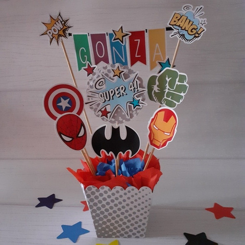 Centros De Mesa Infantiles Super Heroes