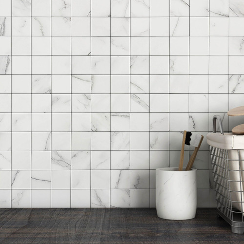Azulejos De Pared Autoadhesivos Mármol Blanco 5 Mmg