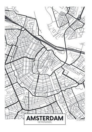 Mapa De Amsterdam - Holanda - Lamina De 40 X 50 Cm