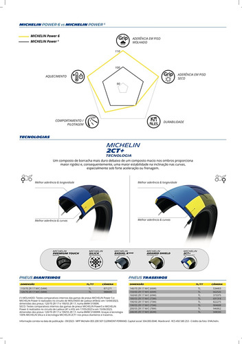 Pneu Michelin Power 6 120/70 Zr17 + 180/55 Zr17 Tl