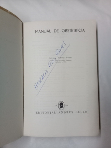 Manual De Obstetricia Eduardo Keymer Editorial Andrés Bello (Usado)