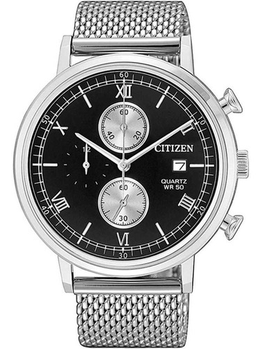 Relógio Citizen Masculino Cronógrafo Tz21143t Aço Quartz Cor da correia Prata Cor do bisel Prata Cor do fundo Preto