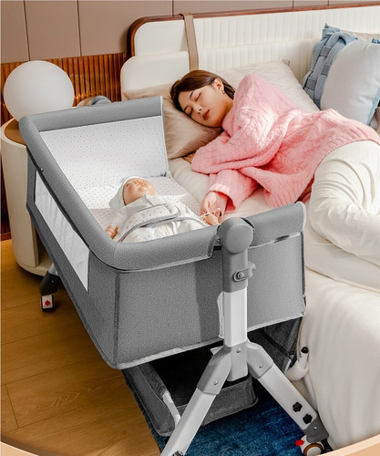 Cuna Para Bebe Plegable, Con Mosquitero Y Cesta Portaobjetos