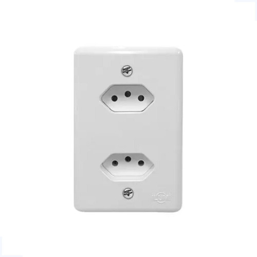 Tomada Dupla Monobloco 10a | Ilumi Cor Branco
