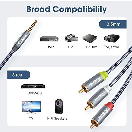 Cable Audio Video Rca 0.138 in 3 Adaptador Estereo Aux