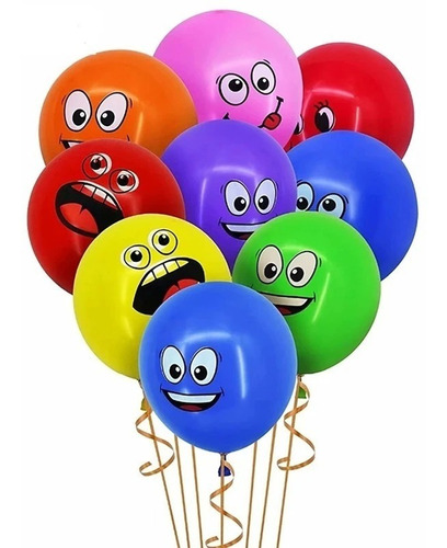 Balão Bexiga Emoções C/10 - Emoji 11  Festa De Aniversário 