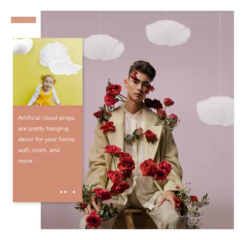 Decoración De Nubes De Algodón Con Fondo De Nube, 6 Unidades