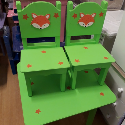 Imagen 6 de 10 de Juego De Mesa Y 2 Sillas Infantil Pintada Decorada