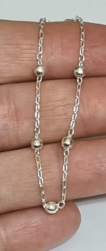 Pulseira Infantil Bolinha 3mm Prata 925 Legítima C/ Garantia