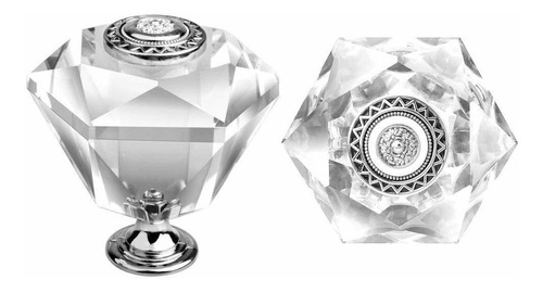 Ottff 2 Pomos De Cristal Transparente Con Forma De Diamante 
