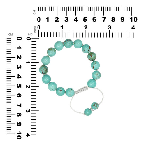 Pulsera De Cuentas Ajustable Turquesa 10mm 15 Pz