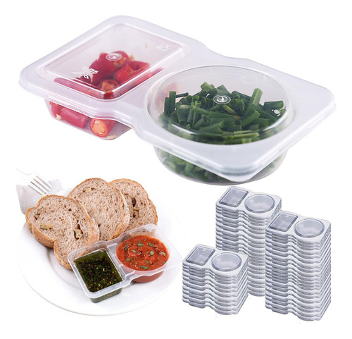 10/15/20/30/40/50 Pack Double Compartment Condiment