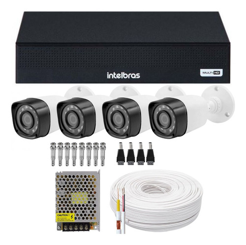 Kit Cftv 4 Cameras Segurança 720p E Dvr Intelbras 4ch S/ Hd