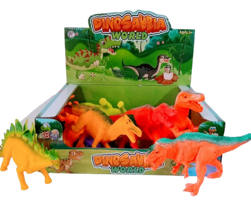 Dinosaurio 23 Cm Con Chifle Flúor En Caja Por 8 Unidades