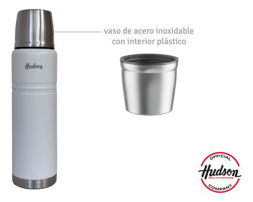 Termo 1 Litro + Mate Blanco Vaso