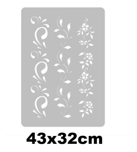 Stencil De Parede Folha 941 - Estêncil Pintura Decoração