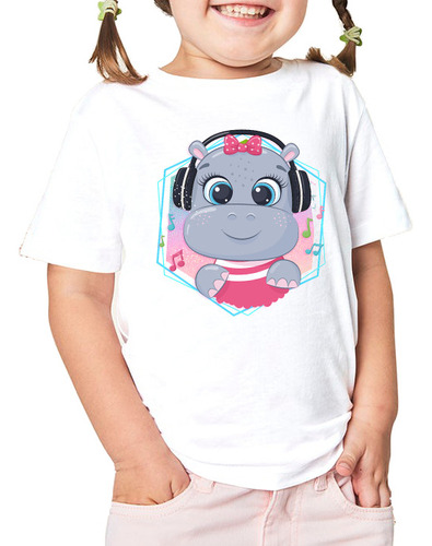 Remera Nena Niña Infantil Regalo Animal Hipopotamo Musica#07