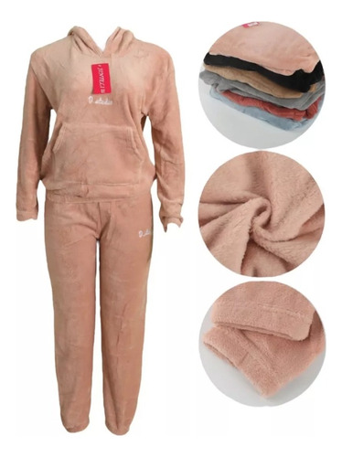 Pijama Conjunto Mujer Forro Polar  Con Capucha