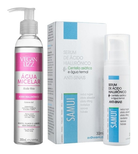 Imagem 1 de 4 de Kit Água Micelar Facial Serum Anti Sinais Ác Hialurônico