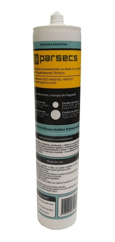Imagen 2 de 2 de Silicona Sellador Transparente Universal Parsecs 280 Cm³