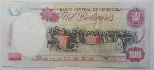 Imagen 2 de 2 de Billete Venezuela 1000 Bolívares Agosto 6 1998 N9 Au
