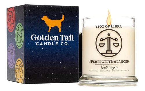 Golden Tail Candle Co  Libra Hortensia Vela Regalo Zodiaco