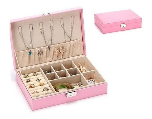 Imagen 2 de 9 de Maletín Joyero Organizador De Joyas Aro Collar Blanco