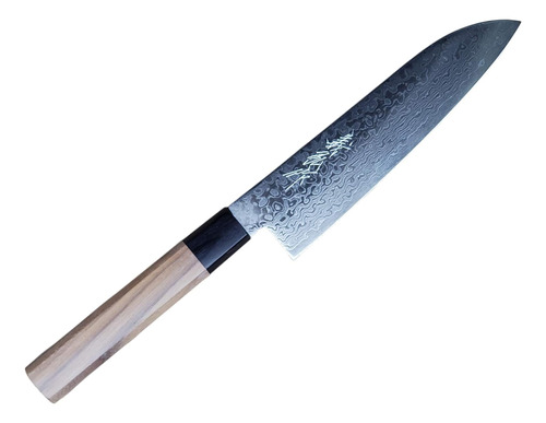 Cuchillo Japonés Santoku De Damasco, Acero Inoxidable Za18 D