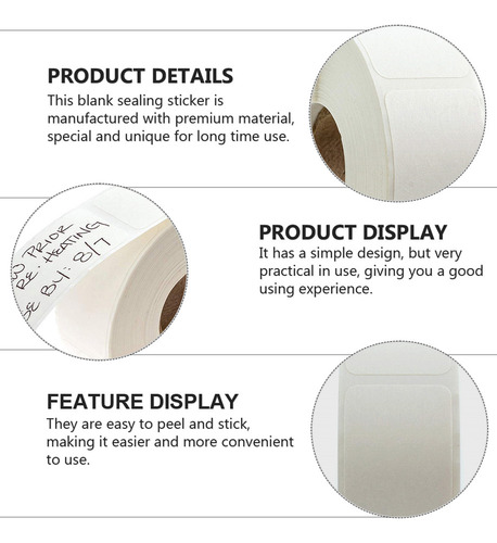 2 Rollos De Etiquetas Adhesivas De Papel Adhesivas Rectangul