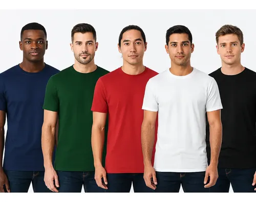 Kit 5 Camisetas Básicas Lisas Algodão Treino Academia - R$ 73,18