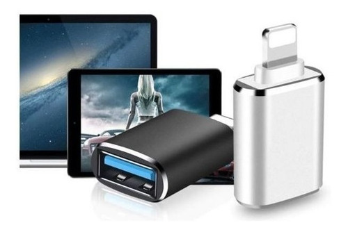 Adaptador Plug Usb 3.0 Otg Para Lightning iPhone iPad Ios 13 Cor Preto