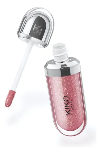 Gloss Kiko Milano 3D Hydra Lipgloss Cor 17 em embalagem aberta, com aplicador fora do frasco, exibindo o produto rosa cintilante.