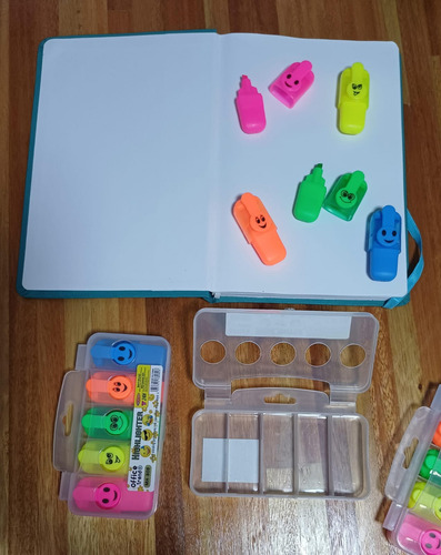 Mini Resaltadores De Colores Caritas Emojis X 5 Unidades