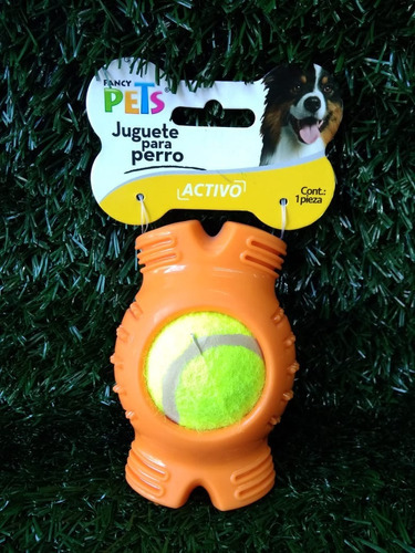 Juguete Perro Hueso Con Pelota De Tenis Fancy Pets Mascotas Color Naranja