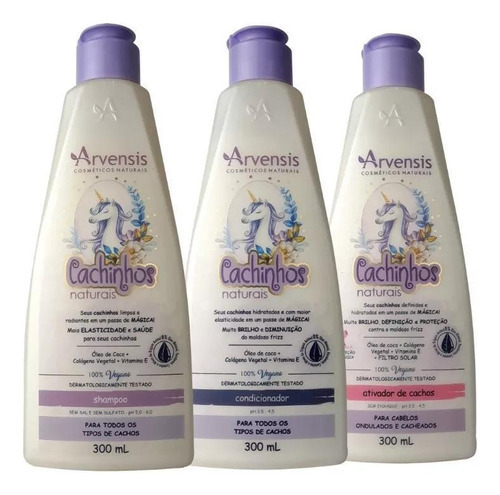  Kit Shampoo Condicionador Ativador Infantil Cabelo Ondulados