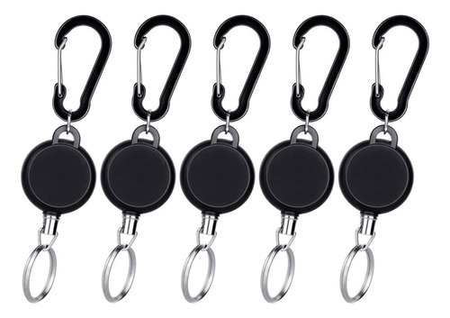 5x Compact Retractable Keyring Reel Keyring