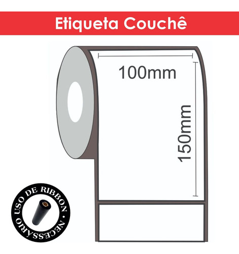 10 Rolos Etiqueta Couchê 100x150+4 Ribbon -zebra Argox Elgin