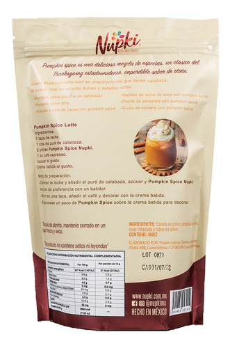 Imagen 8 de 8 de 2 Pack Pumpkin Spice = 1 Kg · Mezcla Especias Otoño · Vegano