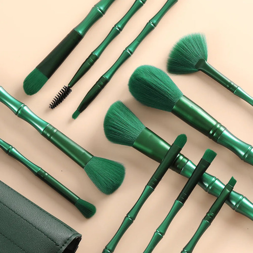 Set De 11 Brochas De Maquillaje Con Mango Y Cerdas De BambĂș