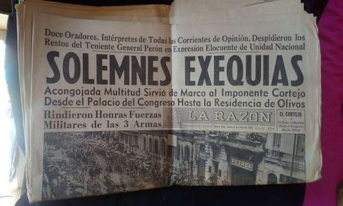 Solemnes Exequias X Muerte De Peron / Diario La Razon, 1974