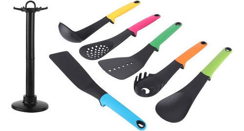 Set 6 Utensilios Para Cocina Cucharones Espumaderas Espátula