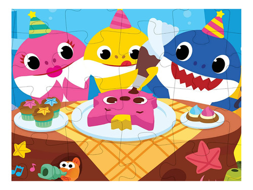 Juegos Cardinal 6054915 Baby Shark 24pc Floor Puzzle, Multi